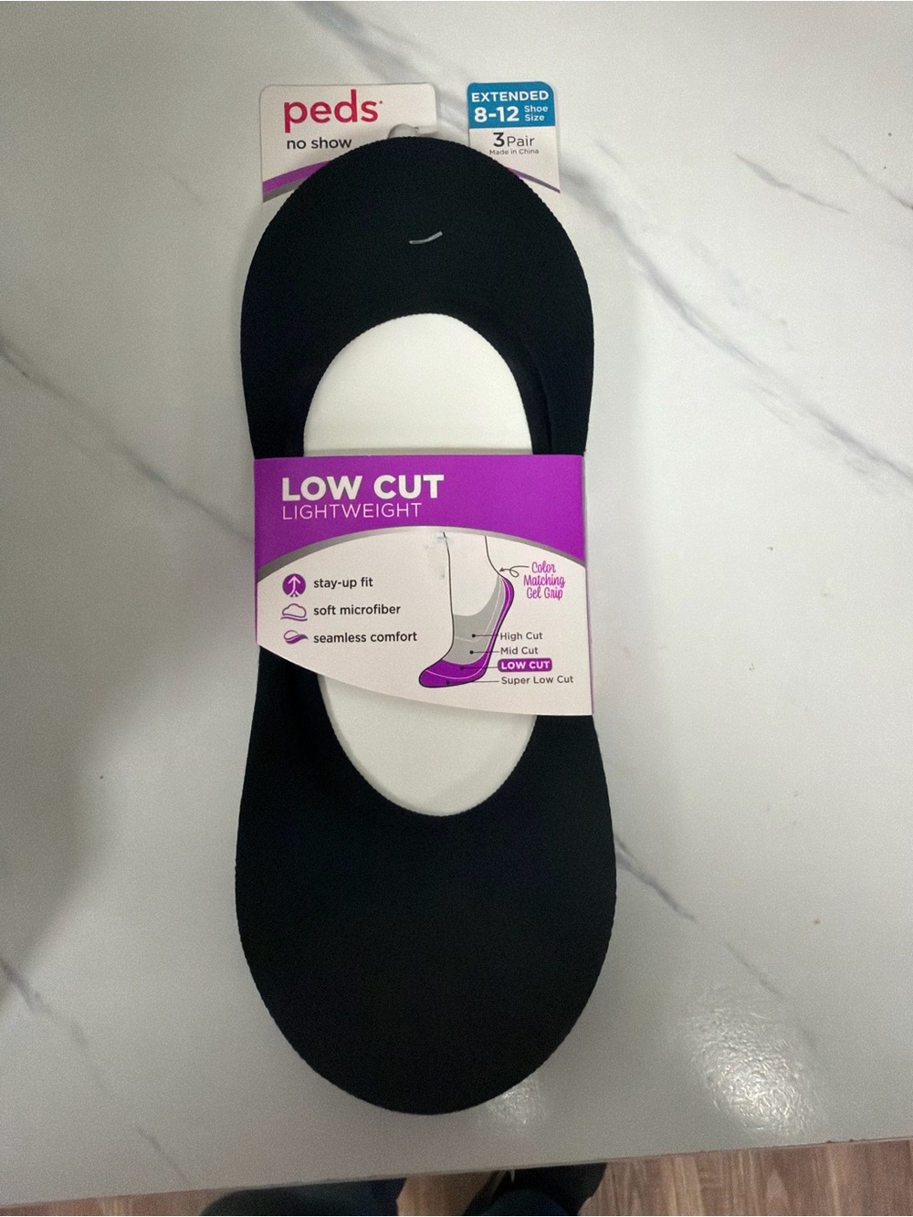 Low Cut Lightweight No-Show Socks - Black (3 Pair)